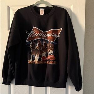 Junk Food Clothing Black Crewneck with Budweiser Clydesdales